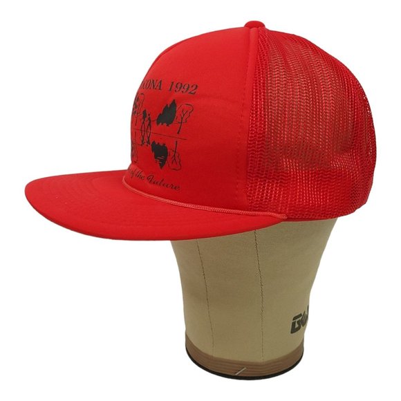 Vintage Camp Yocona 1992 Mesh OSFM Snapback Cap Trucker Foam Baseball Hat Red - Picture 2 of 13